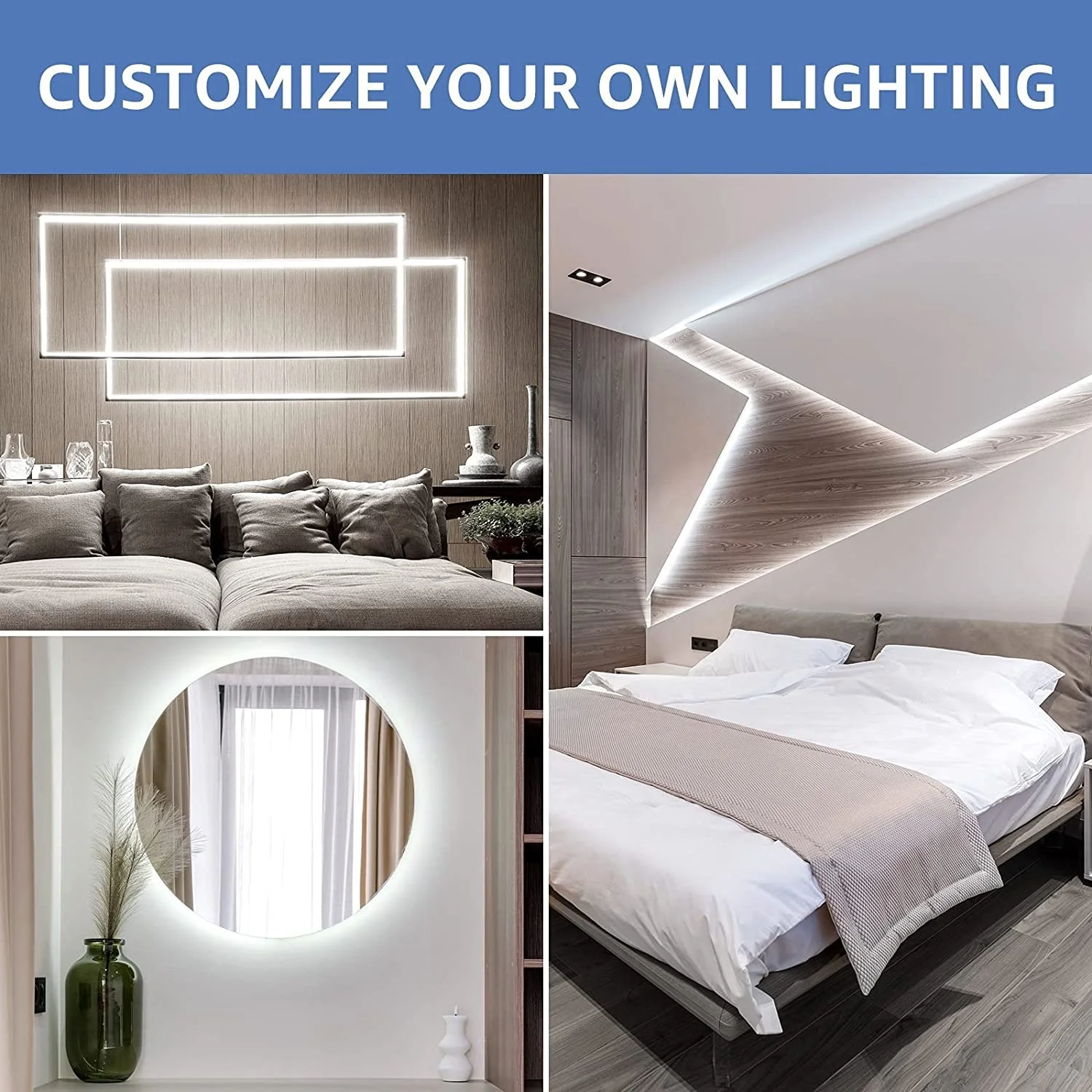 Super Bright 16.4ft Flexible Led Strips Dimmable LED Tape Lights Warm White Red Blue Green 60leds 120leds 2835 Led Strip Light