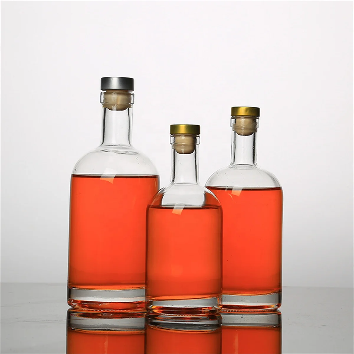 Wholesale Flint Cylinder Vodka Glass Bottle with T cork 200ml/375ml/500ml/750ml /1000ml