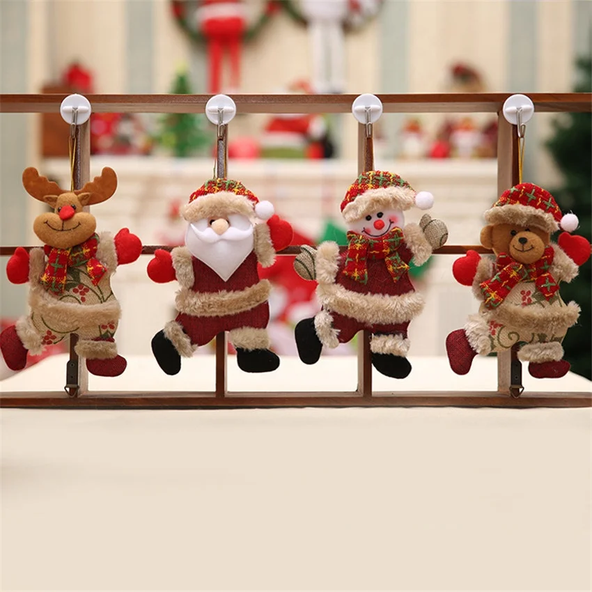 Christmas figurines dancing the elderly snowman deer bear fabric even small hanging ornaments gift Christmas tree accessories