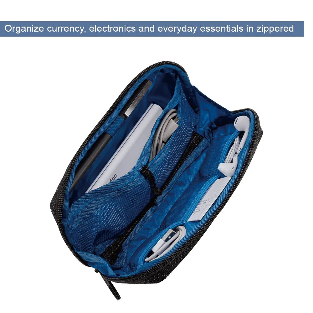 Simple Fashion Nylon Fabric Multi-purpose 2-in-1 Travel Zippered Wallet Electronics Organizer Pouch Travel Passport Pouch