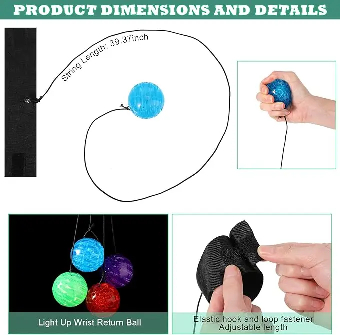 Newest Light Up Wrist Balls Summer Beach Elastic String Flashing Wristband Toys LED Party Wrist Balls for Kids Adults Gifts