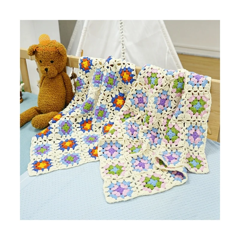 Personalized Plush Quilted Crochet 100% Cotton Knit Custom New Born Knit Baby Blanket