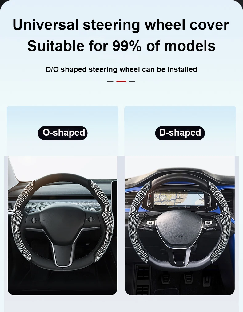 Bling Rhinestone Car Steering Wheel Cover with Crystal Diamond for Women, Sparkling Car Wheel Protector