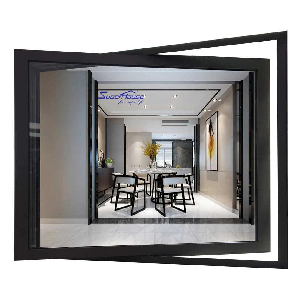 Superhouse Hurricane Proof Maimi Dade NFRC FPA AS2047 Standard Commercial Double Glass Aluminium Pivot Window