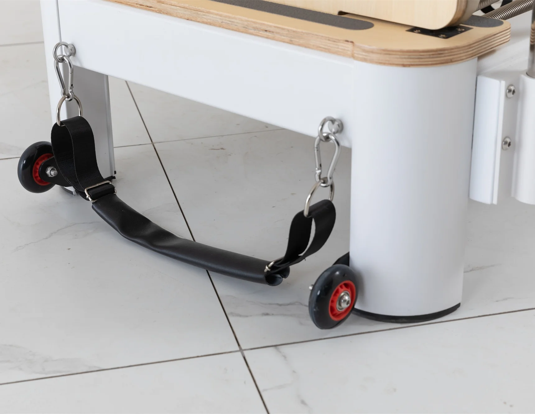 white aluminum full trapeze combo elevated bed y cadillac pilates reformer