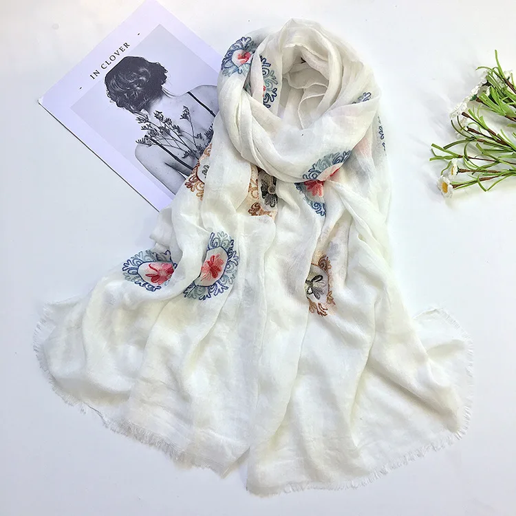 
New design fashion scarf TR viscose fabric with nice embroidery scarf factory direct sale scarf manufacturers 