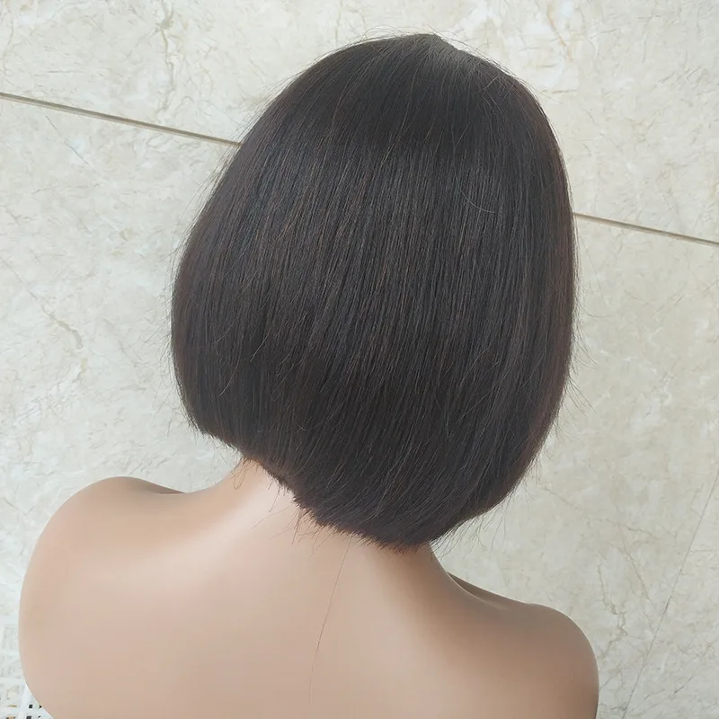 straight short bang bob headband machine made cheap custom double drawn brazilian cuticle aligned cheap human hair wig