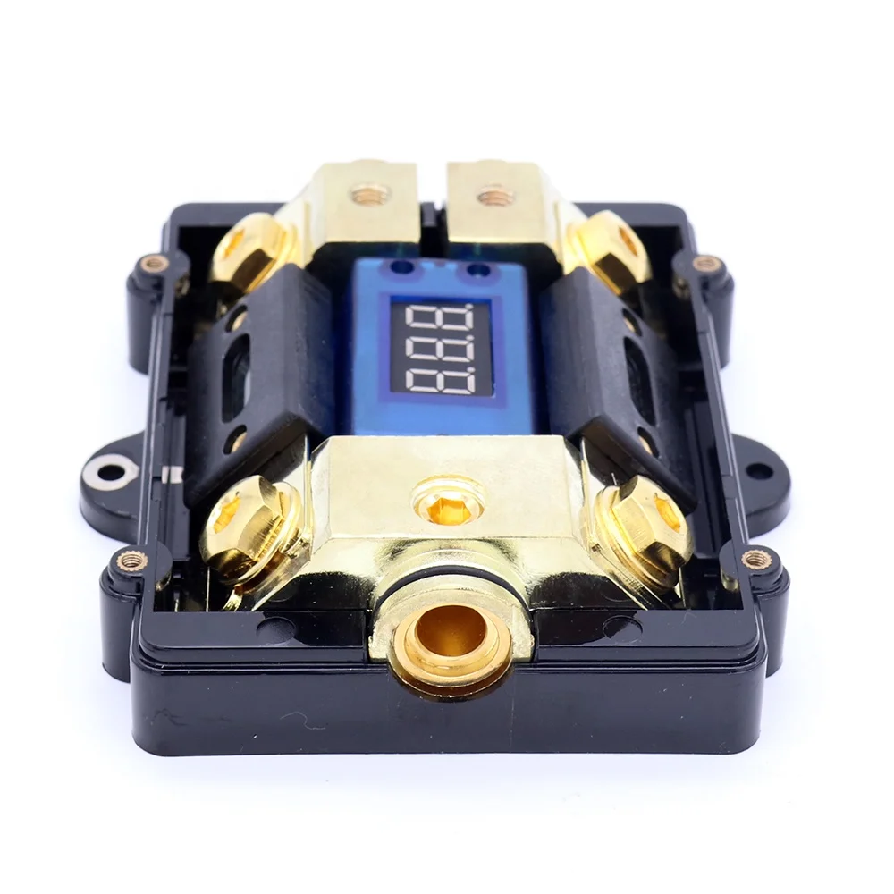 Led Display Digital Voltage ANL Fuse Holder 0 2 4 Gauge One in Two Out with 2pcs 100 Amp Fuse