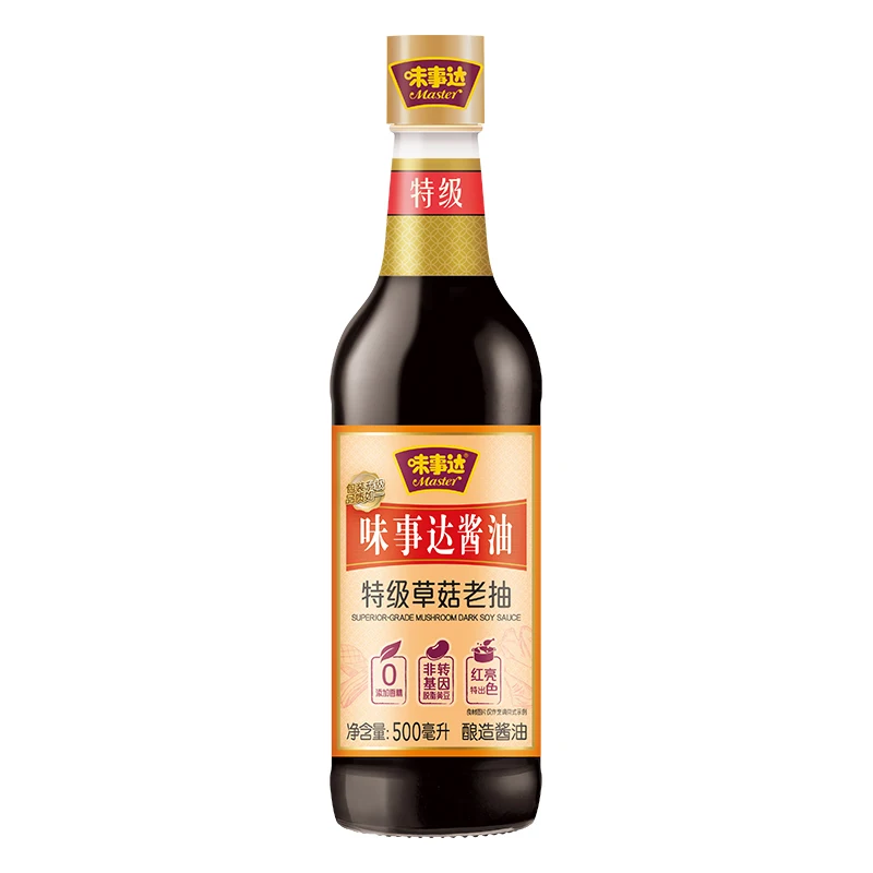 Master Golden Mark Superior Mushroom Soya Sauce Glass Bottle 500ml 16.9oz Dark Chinese Soy Sauce