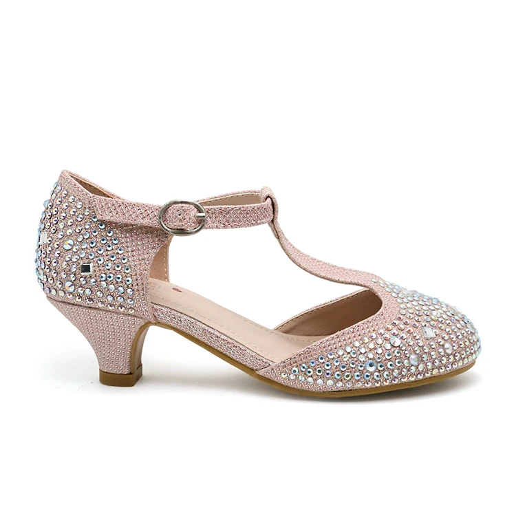 
Pink Children Shining Princess Low Pump Heel Shoes Party Dress Shoes for Kids Girls 