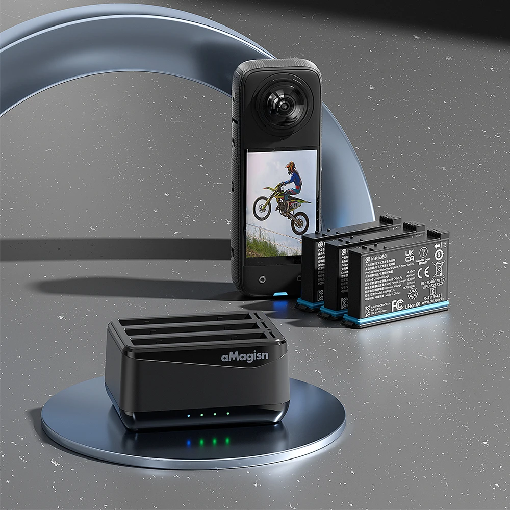 Multi-Battery Fast Universal Camera Three Channel Battery Charging Hub For Insta360 X4