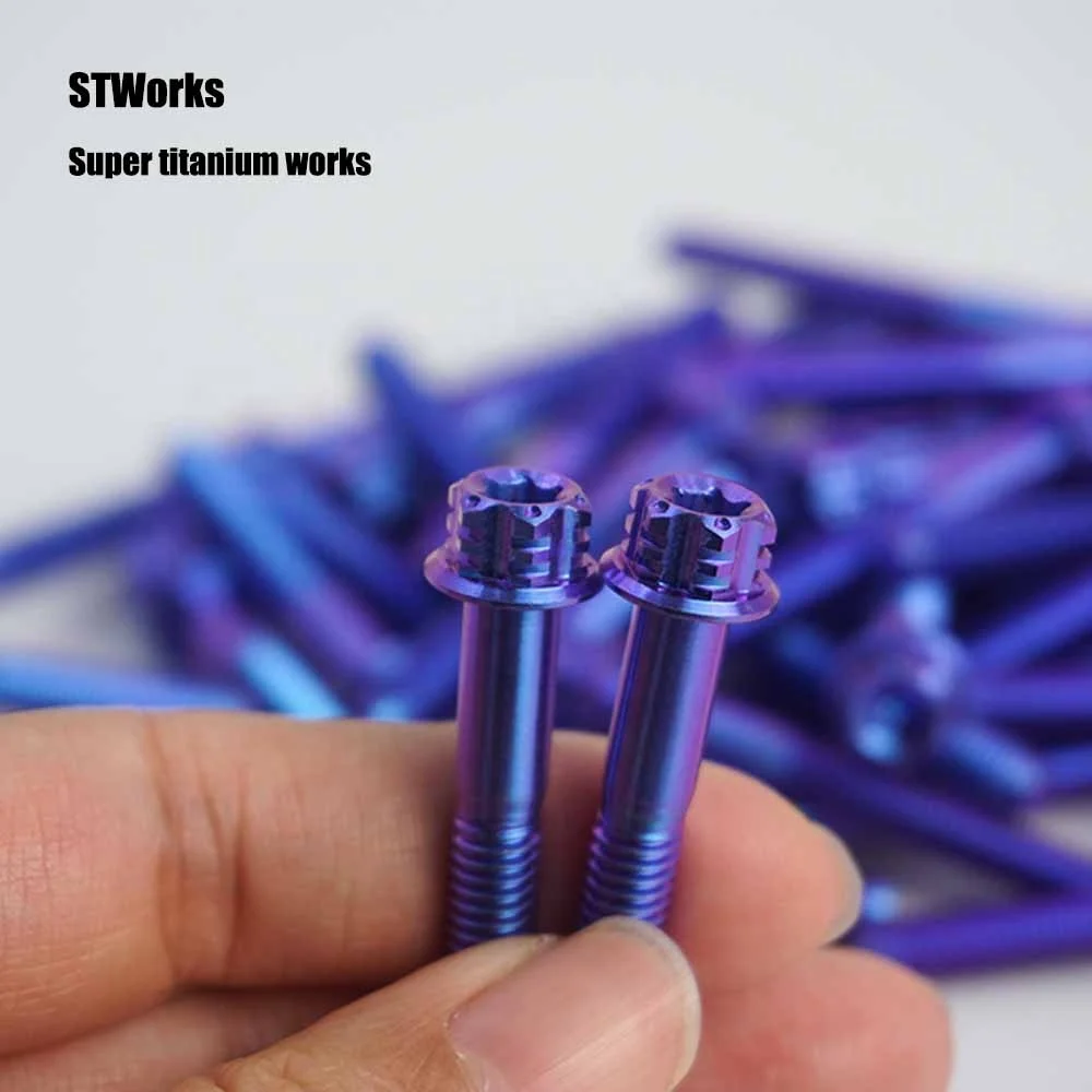 cnc machining service Anodized colorful GR5 Titanium alloy Caliper Bolts Hex Flange Head Bolts Screws m6*45
