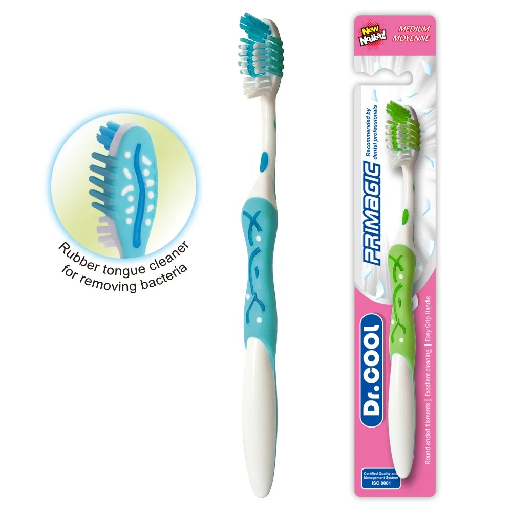 Anti bacteria adult oral plastic toothbrush with tongue cleaner for home