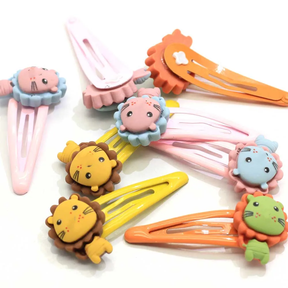 100Pcs/Bag Cute Little Animal  Lion Hairpins Baby Girls Hair Clips Barrettes Kawaii Children Kids Hair Accessories