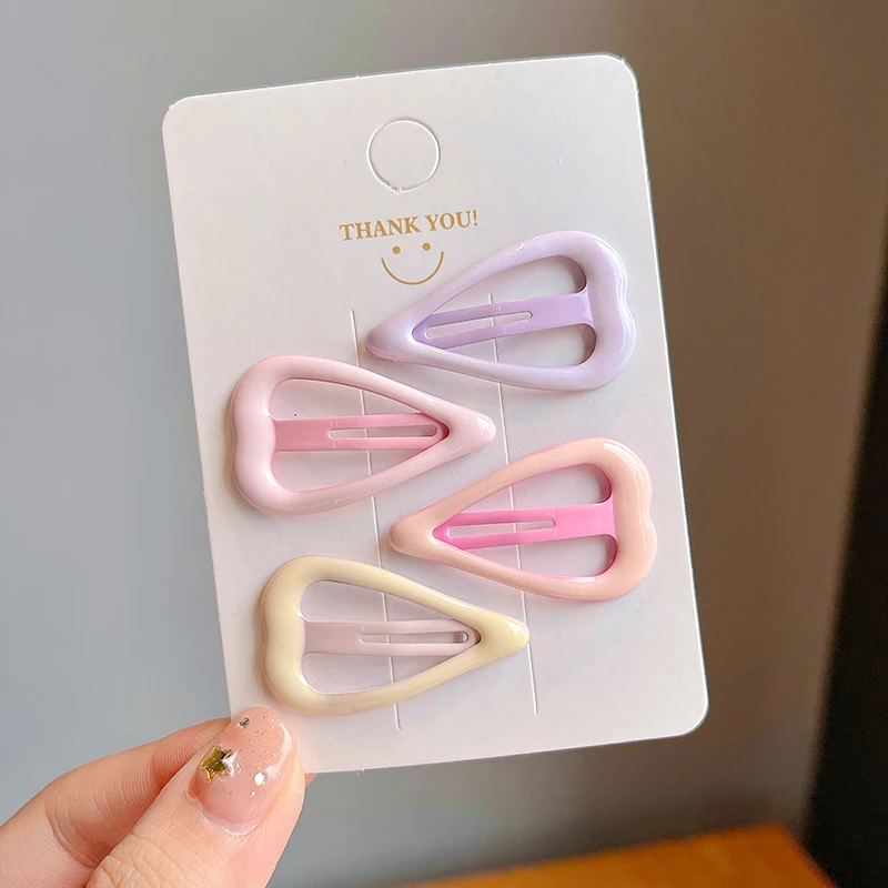 New 4 Pcs/Set Children Frosted Hairpins for Girls Star Square Hair Clips Kids Snap Hairgrips