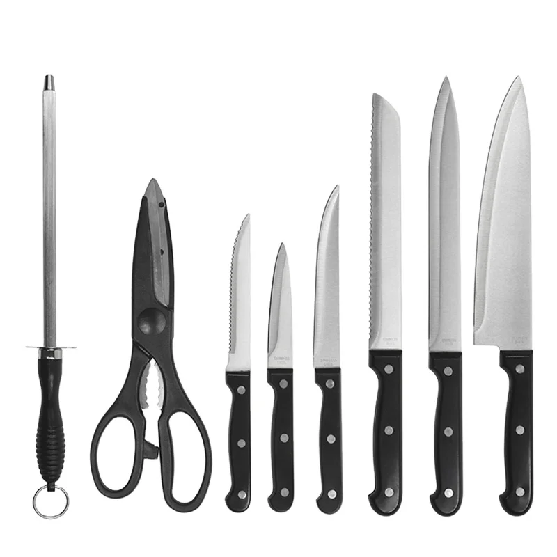 14pcs Superior high carbon stainless steel blades knife block set SET WITH WOODEN BLOCK KNIFE SET