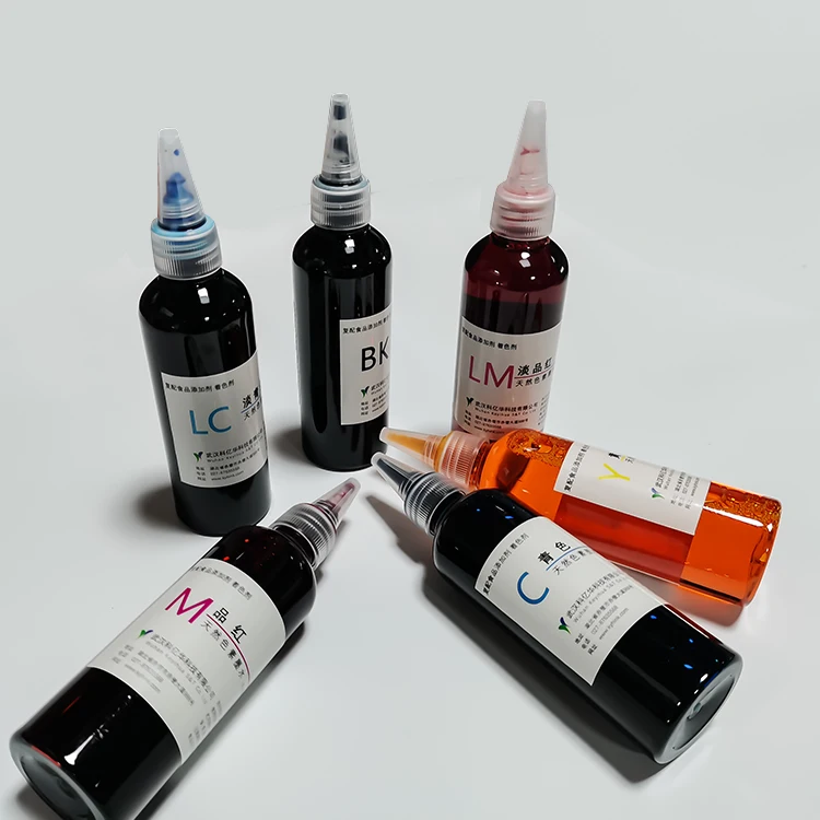 100g/bottle and 4 in 1 set consumable EDIBLE INKJET INK for refilling and directly printing with printer