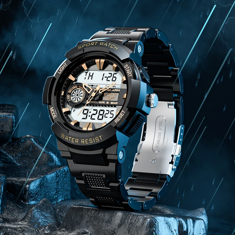 LIGE Digital Men Watch 50m Waterproof Wristwatch LED Quartz Clock Sport Watch Male Big Watches Men Relogio Masculino