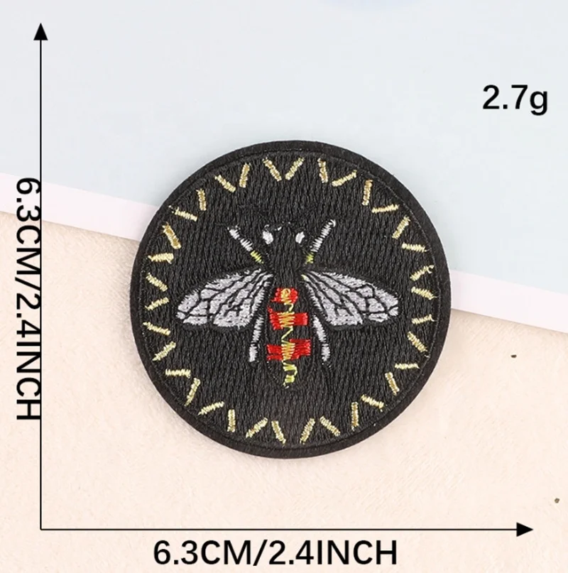 Custom  Cartoon LOGO Character Animal Bee Embroidery  iron-on Patch  Flower Snake  Embroidered iron on  Patch For Garments