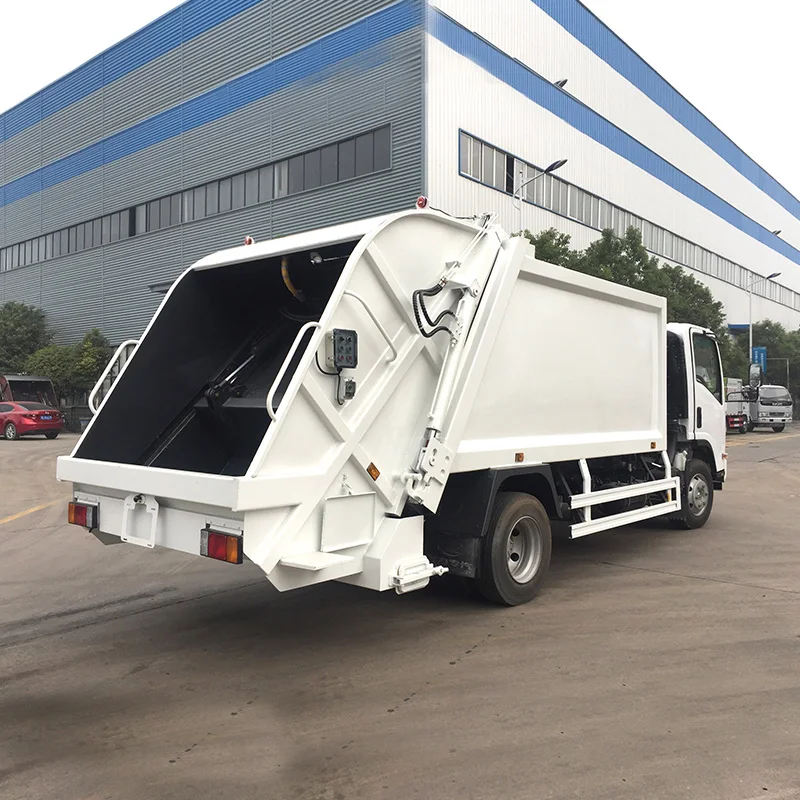1SUZU ELF 4x2 мусорный уплотнитель Грузовик 7 куб. М с Задней Загрузкой компрессионный мусоровоз для продажи