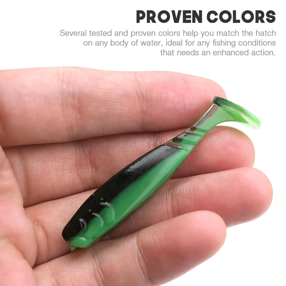 5 Pcs Soft Fishing Worm Lures Silicone T Type Tail Swimming Bass Bait 6cm 2.5g lures