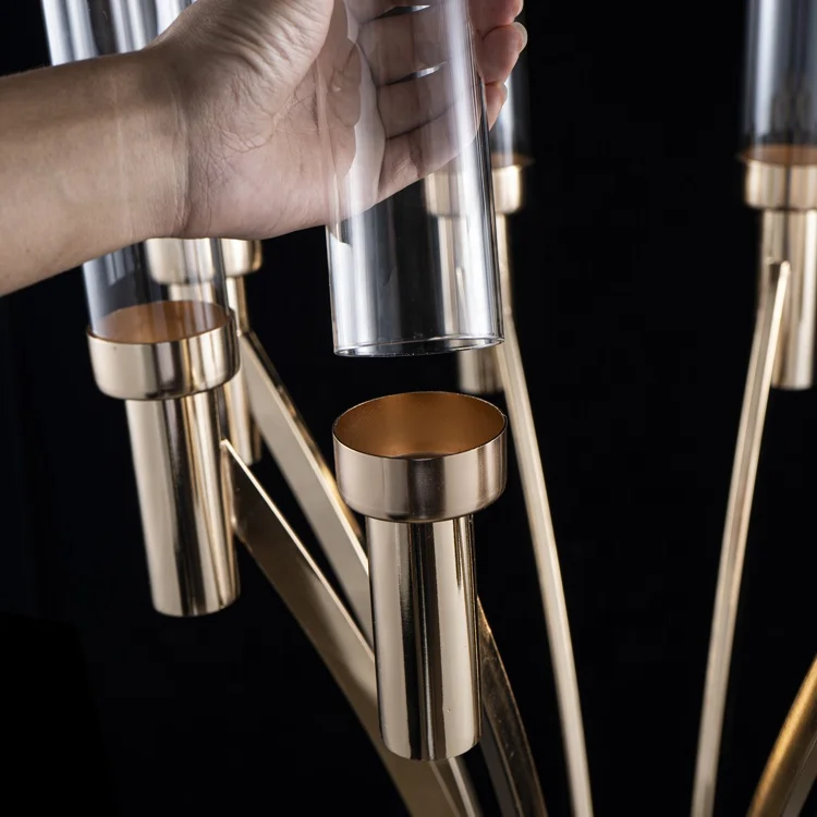 90cm tall elegant european luxury wedding metal candle gold arm candleholder