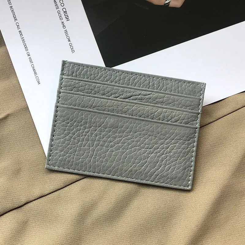 Vintage cowhide leather card holder with multiple simple wallet card slots