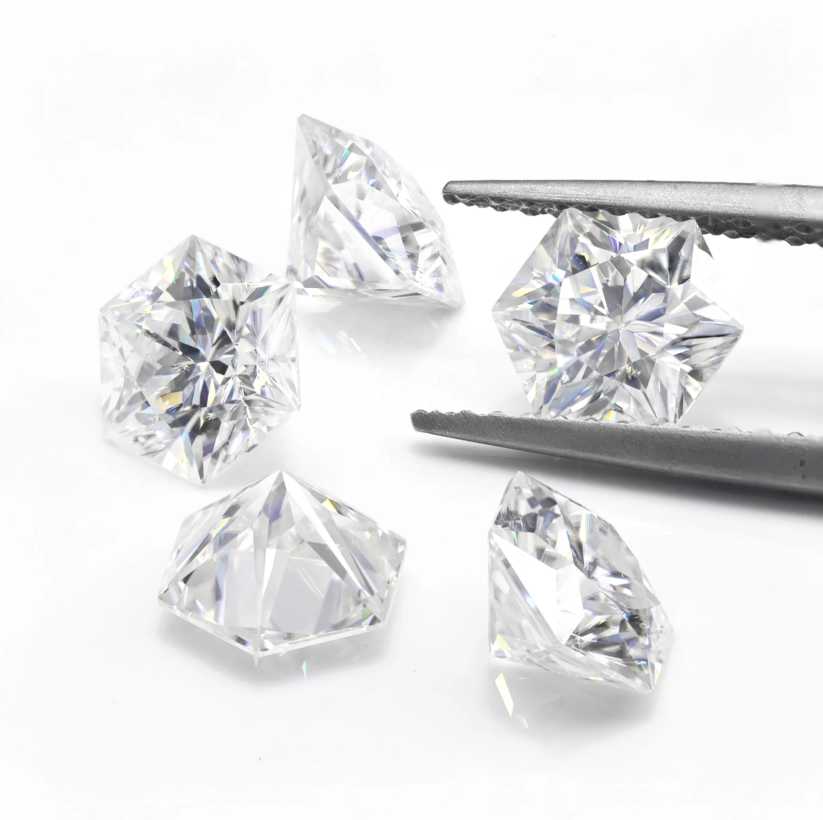 GRA Certificated Moissanite 8*8mm DEF VVS Hexagon Moissanite Stone 2.5ct Hexagon Moissanite