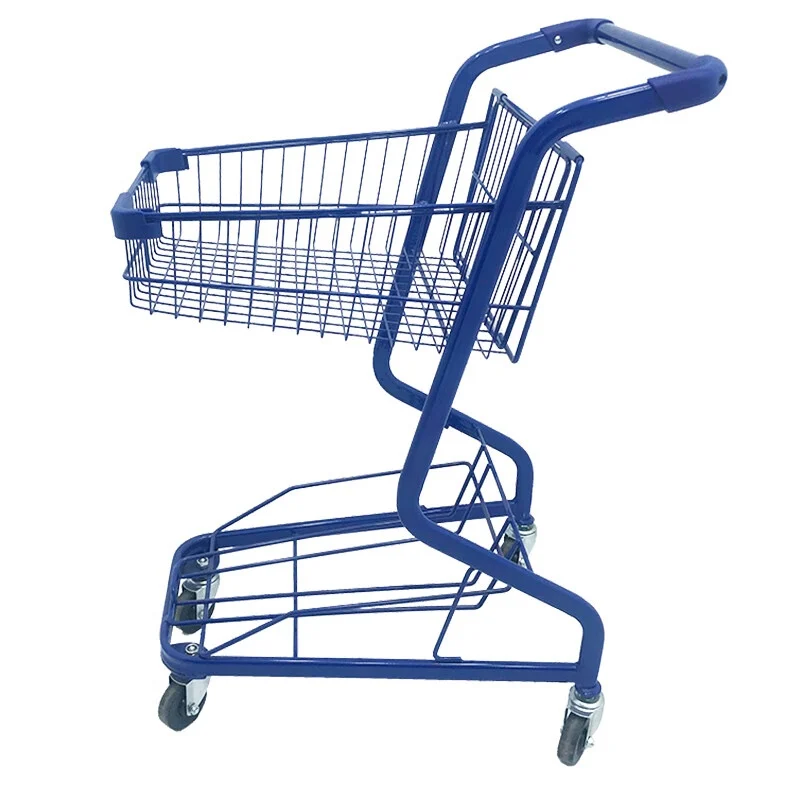 Boutique Pink Color Double Layer Shopping Trolley