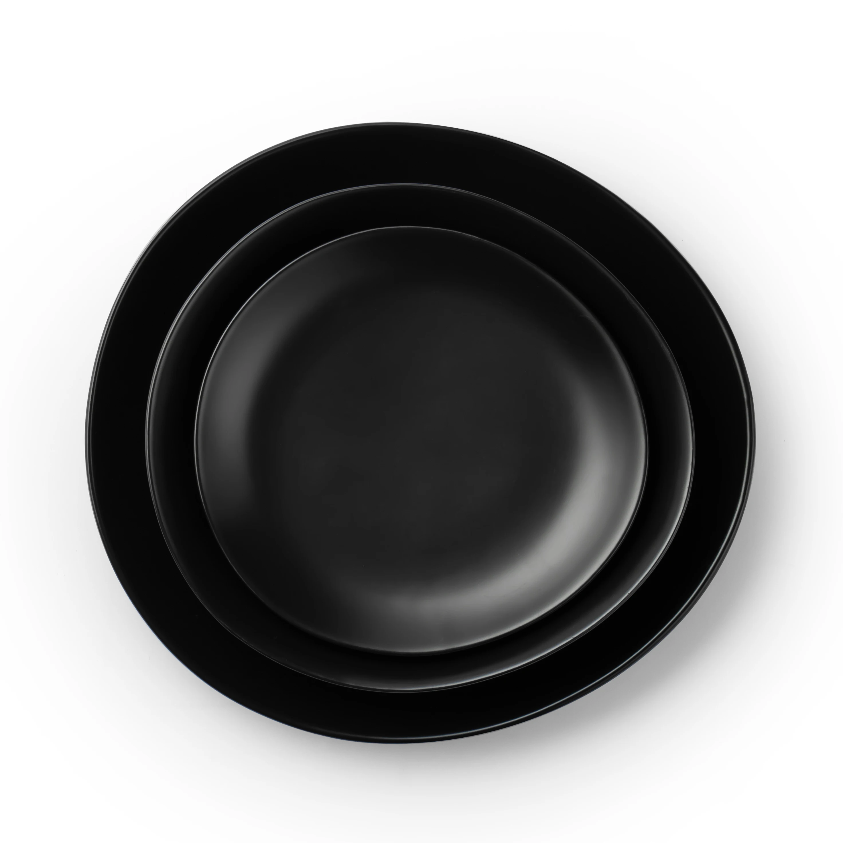 Wholesale custom logo heat resistant ceramic stoneware plates black matt restaurant dinner plates