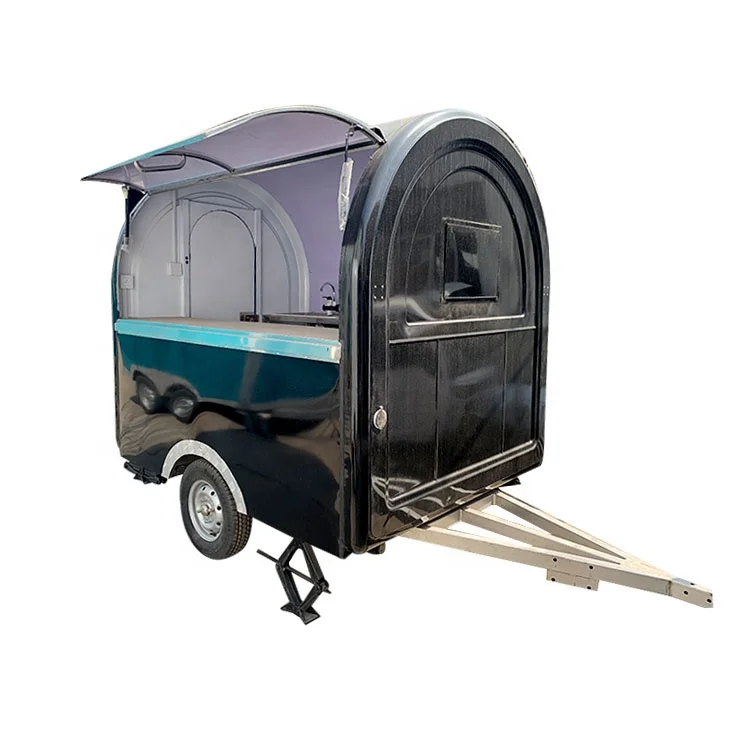 
Manufacturers Supply Black Round Type Catering Food Trailer Hot Dog Food Cart With 2 Wheels 