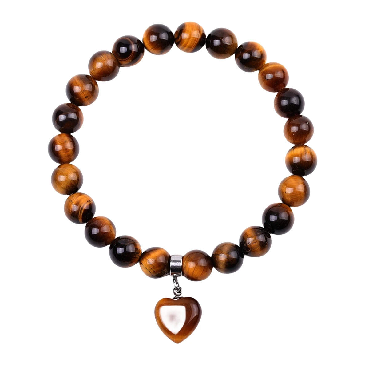 Factory Price 8 MM Natural Tiger Eye Love Shaped Gemstone Bracelets Healing Elastic Bracelets DaiIy Wear Jewelry