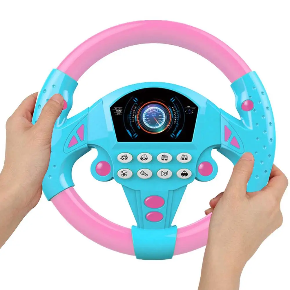 Infant Shining  Simulation Steering Wheel Toy with Light Sound Kids Early Educational Stroller Steering Wheel Vocal Toys