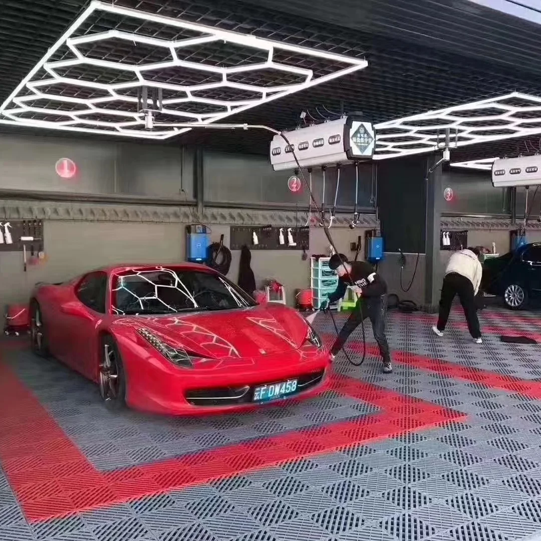 8 feet *15.7feet Hexagon LED Lighting Car Wash Hexagonal Light Car Detailing Light Garage Ceiling