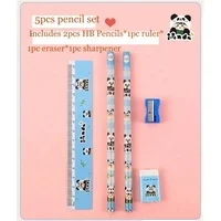 Hot Selling School Students Custom logo Pencil Set Wood Graphite Lapiz Set with Sharpener Eraser Rulers