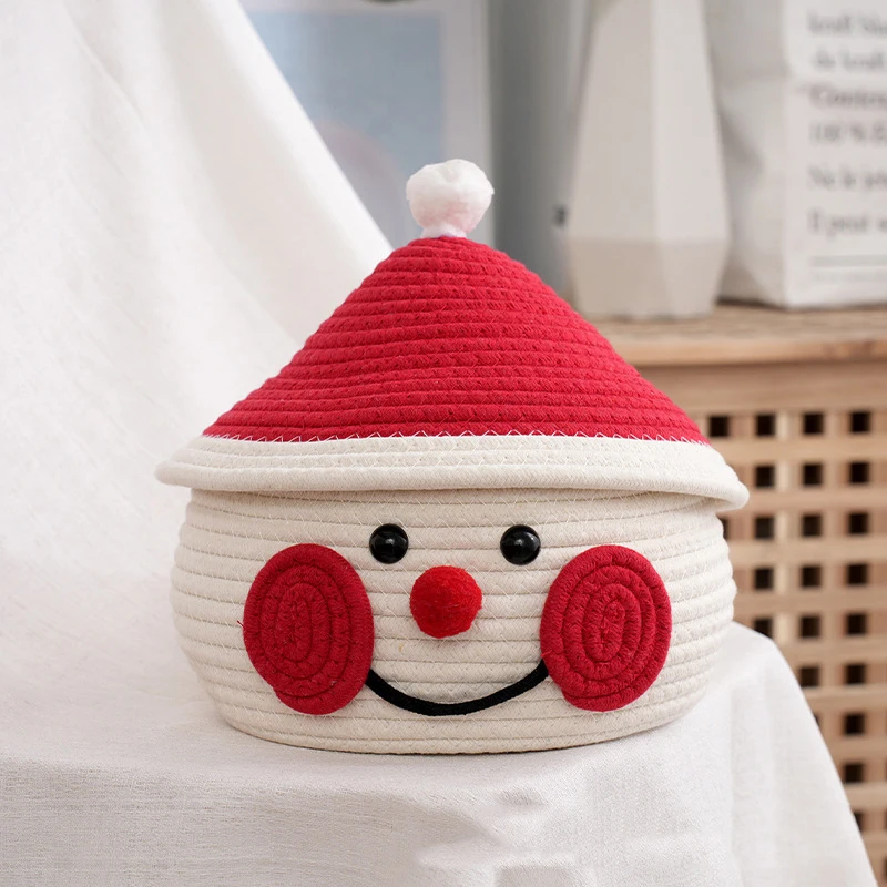 Christmas gift Snack storage box Snowman egg thickened cotton rope storage basket woven toy storage bucket