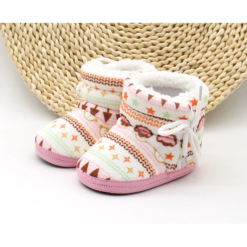 
Lovely High Quality Christmas New Design winter warm infant Colored Cotton Newborn Fleece Baby Booties Shoes 