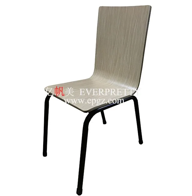 School Canteen Furniture Ergonomical Design Wooden and Metal Frame Single Dining Chair for Student