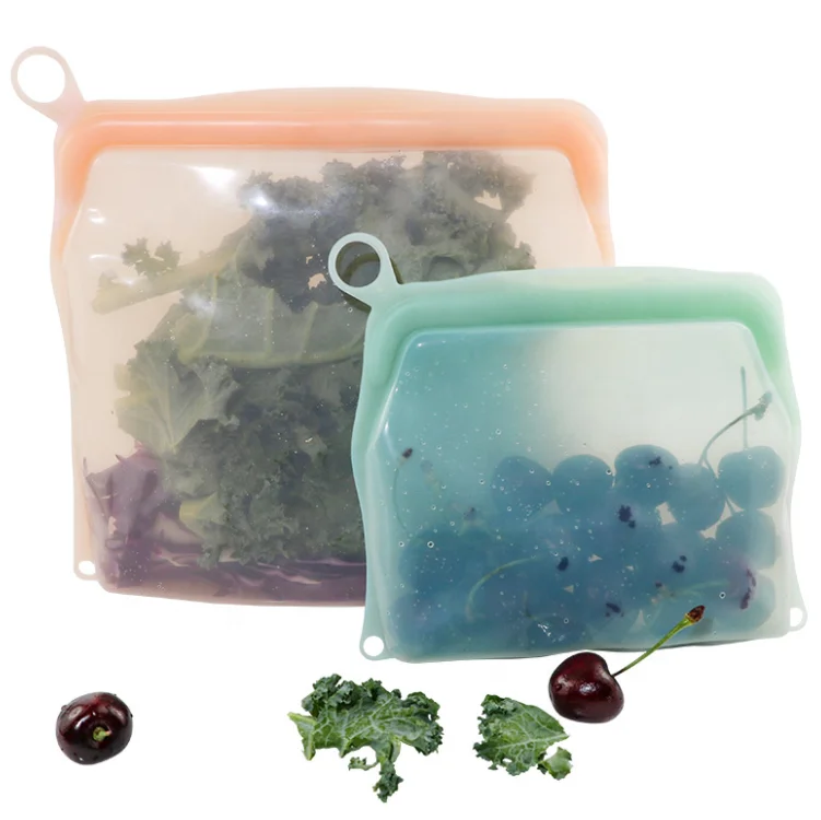 Reusable Food Storage Bags Square Silicone Bag for Food/Liquid Storage Preservation Leakproof Waterproof Seal Thick Storage Bags
