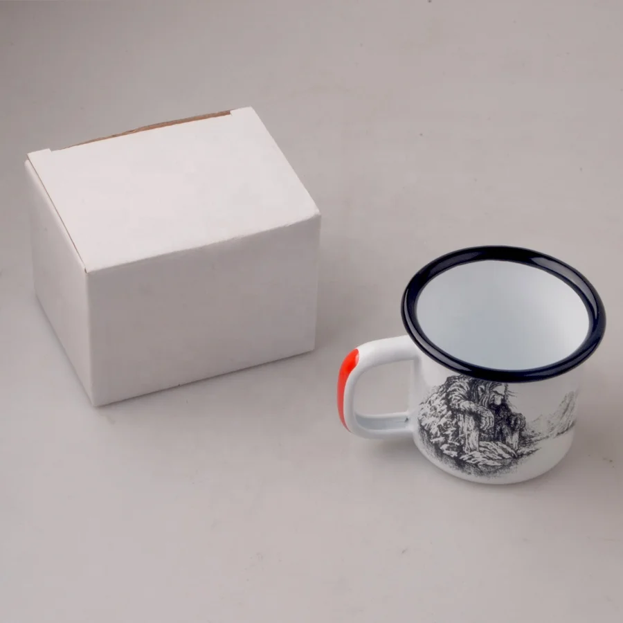 
Printed Enamel Mugs Mug Custom Printed Reusable Travel Coffee Mug With Red&White Handle 
