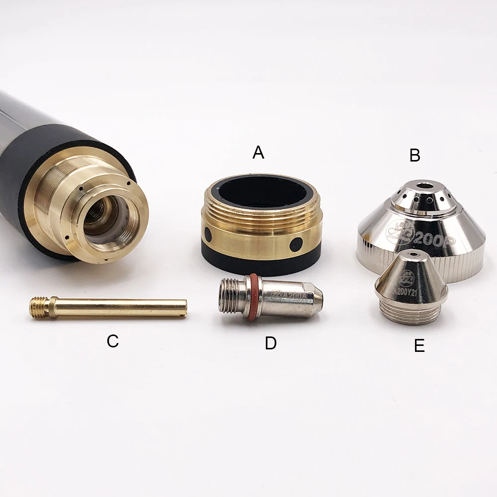 JINSLU XF-FY200 Plasma Cutting Accessories Set Retaining Cap Shield Cap Water Core Electrode Nozzle for Precision Metal Cutting
