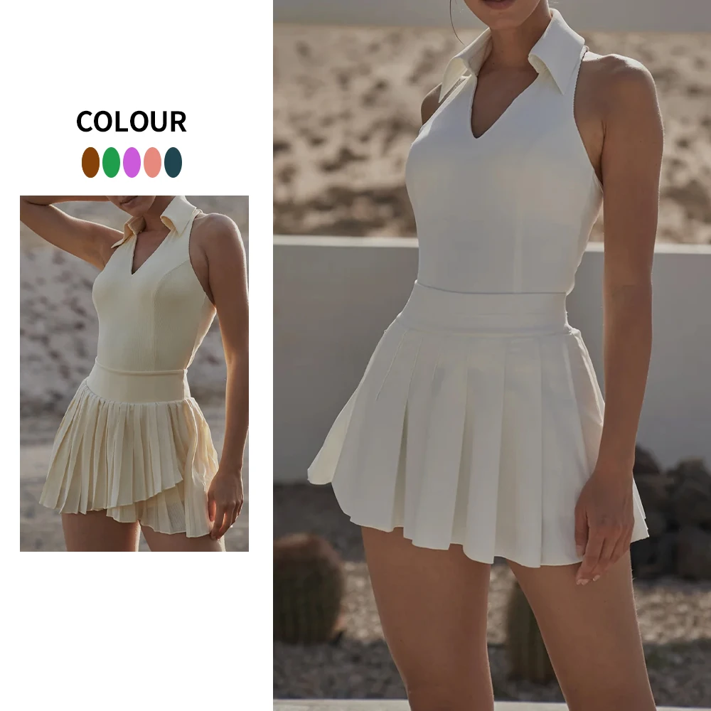 Custom Workout Running Tennis Wear With Built In Bra And Shorts Pocket Slim Fit Outdoor Casual Sports Golf Athletic Tennis Dress