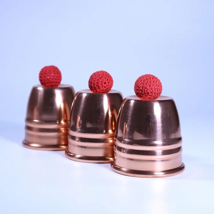 Super Professional Brass Three Cups and Balls (Large) Magic Tricks Close Up Magia Illusions Gimmick Props Mentalism Magicain