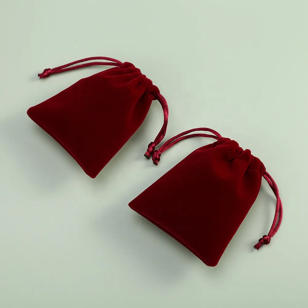 7X9cm Jewelry Drawstring Velvet Bag Packaging Gift Pouches Earrings Ring Necklace Jewelry Candy Flannel Bag Can Custom Logo