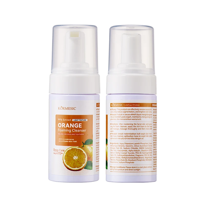 MIDUO Factory OEM 100ML Aloe Vera Orange Deep Amino Acid Cream Skin Oil Cleanser And Foam Cleanser For Sensitive Skin