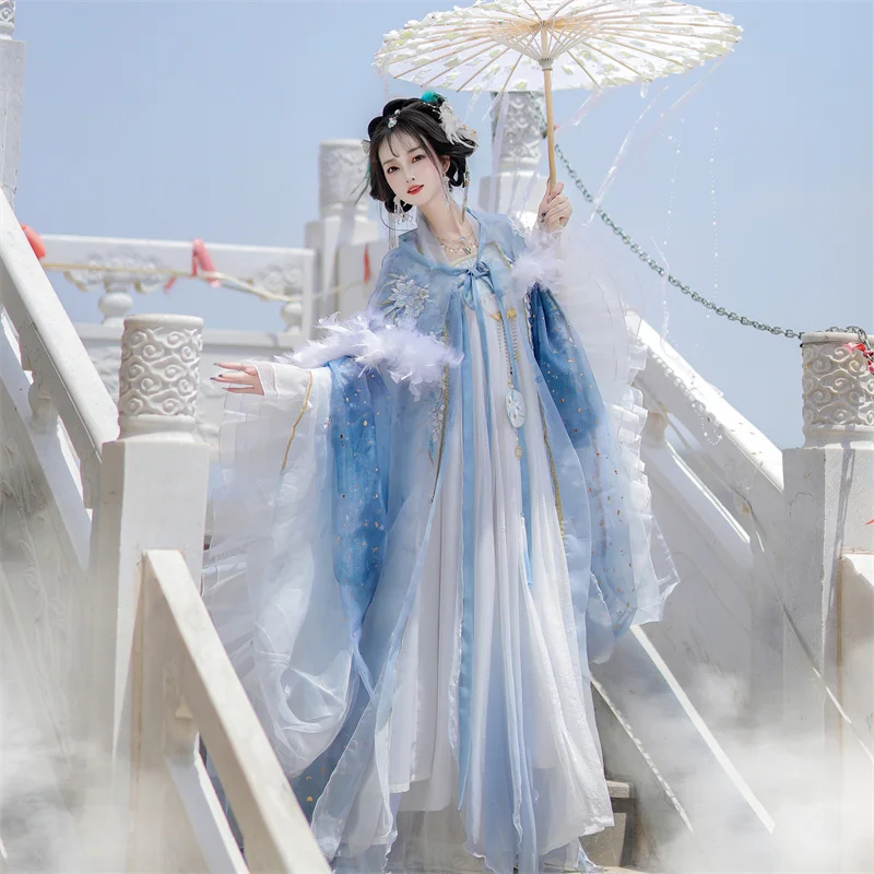 Authentic Chinese Tang Style Green Fairy Elegant Ancient Costume Dress Hanfu