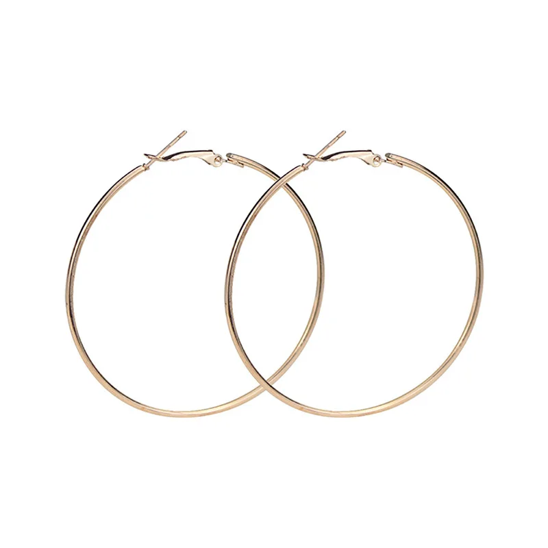 2021 Fashion Fine Jewelry 18K Gold Big Circle Drop Hoop Earrings Trendy S925 Silver Needle Round Vintage Earring