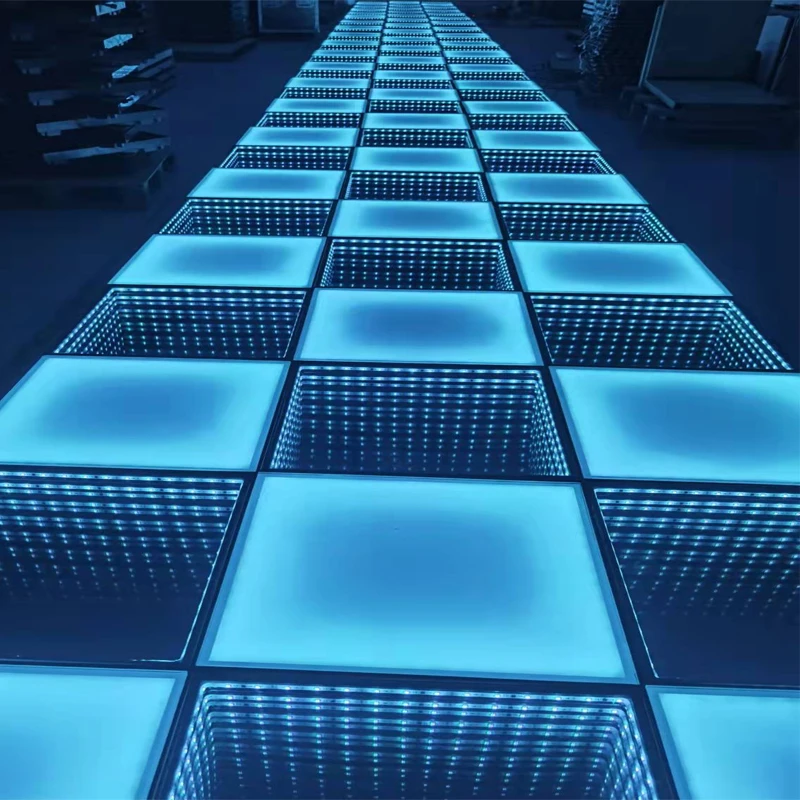 Wholesale Mirror 3D Infinity+Rainbow Matte Led Dance Floor Tile Panel DJ Disco Nightclub DMX 3D Tunnel RGB LED Light Dance Floor