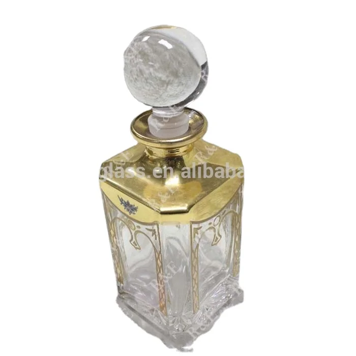 450ml gold decorative empty luxury arabian attar perfume oils with glass stopper