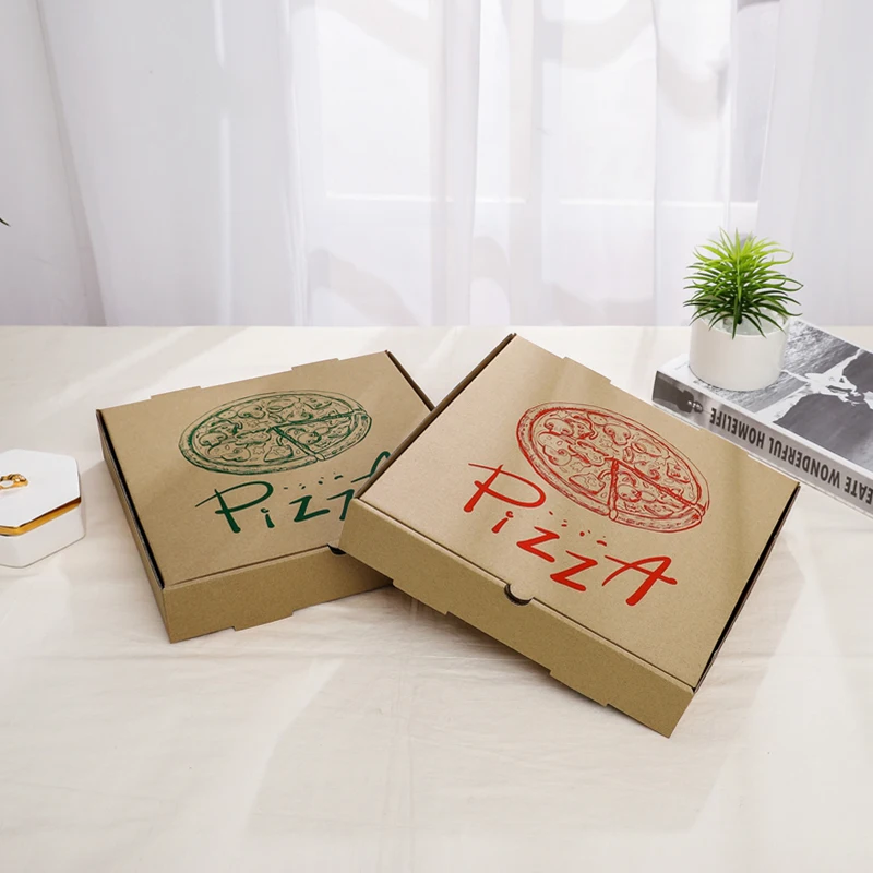 Food grade custom logo paper pizza box printing corrugated paper kraft pizza box